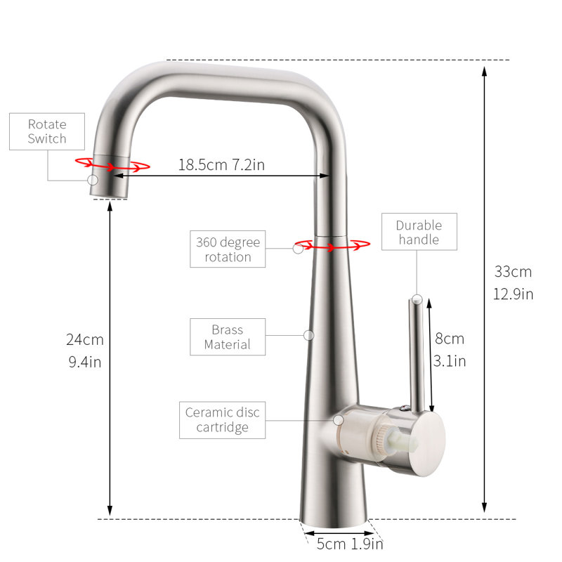 Fapully Pull Down Kitchen Faucet, Brushed Nickel