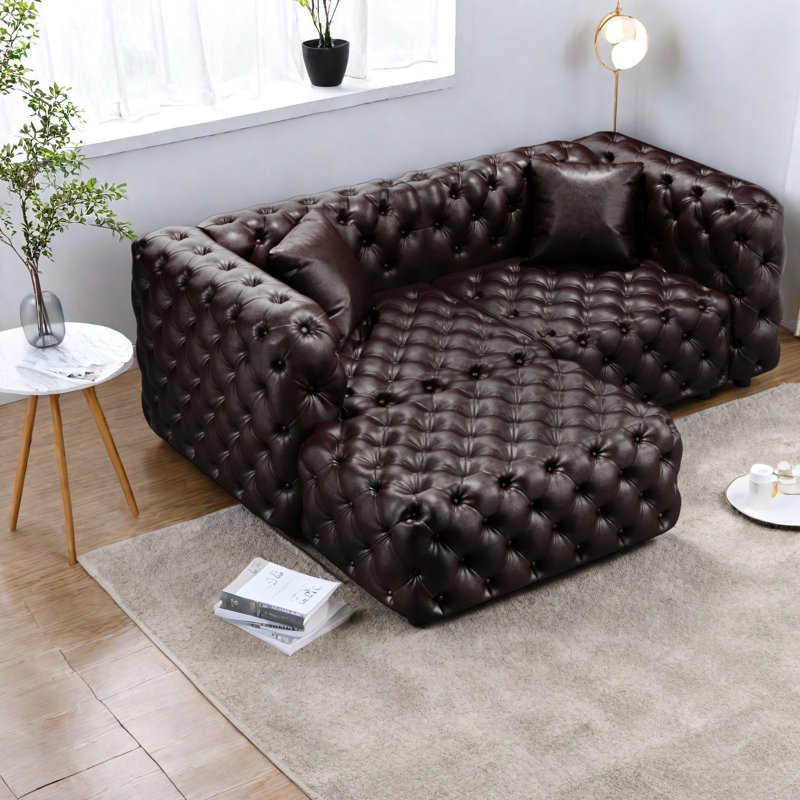 Canapé modulaire à compression en similicuir de 77 pouces pour la maison