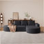 Canapé moderne incurvé moderne, ensemble de canapé modulaire rembourré sans os en chenille, ensemble modulaire de salon modulaire en L de 108,5 po avec 3 coussins, canapé-lit combiné gratuit pour le salon, la chambre à coucher-733446809-733446756