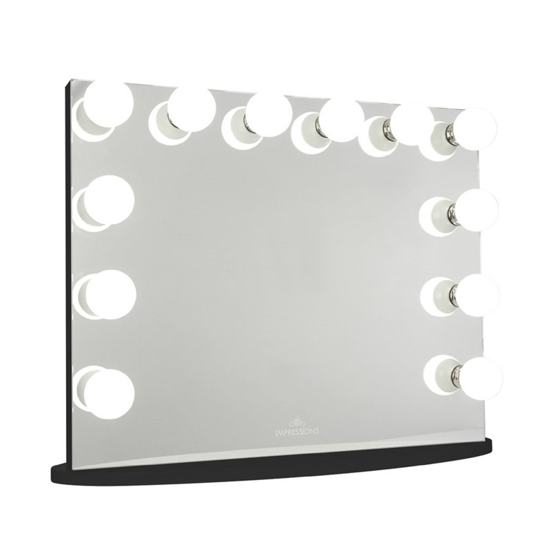 Miroir de salle de bain Hollywood Premiere Plus avec 12 ampoules DEL et miroir grossissant 3X avec 2 ports USB, Noir