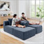 Canapé d'angle modulaire spacieux avec pouf amovible et méridienne pour un confort optimal dans votre salon, sans assemblage requis.-392413921