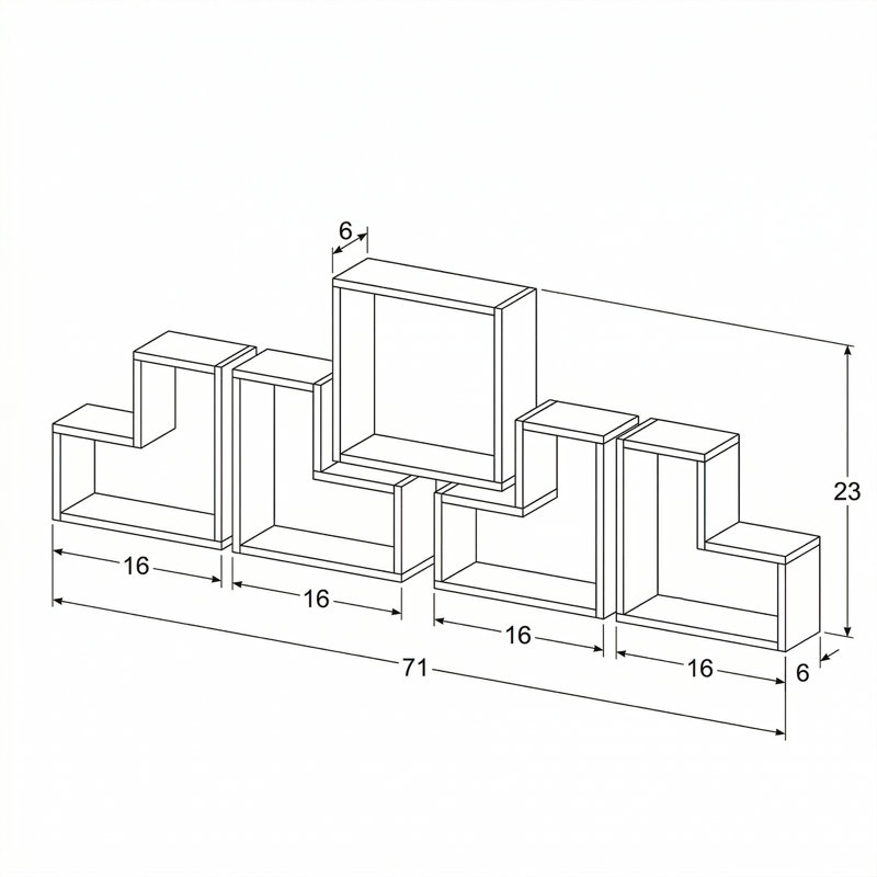 Aurelia 5-Piece Geometric Modular Floating Shelf Set