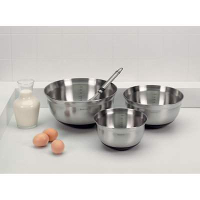 Brabantia Profile Stainless Steel 3 Piece Nested Mixing Bowl Set