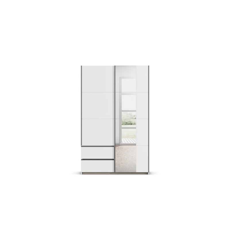 Sevilla sliding door wardrobe, Alpine White/Gray Metallic, 210cm H x 131cm W x 59cm D