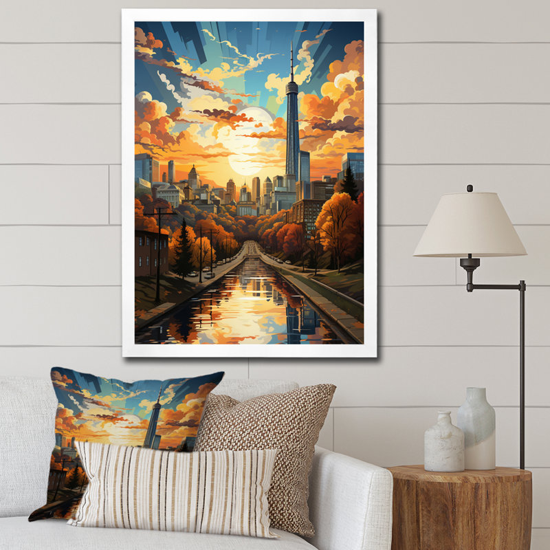 «Brockenhurst City Atlanta Popart IV», reproduction sur toile, H 44 po x l 34 po x P 1,5 po, Cadre photo blanc