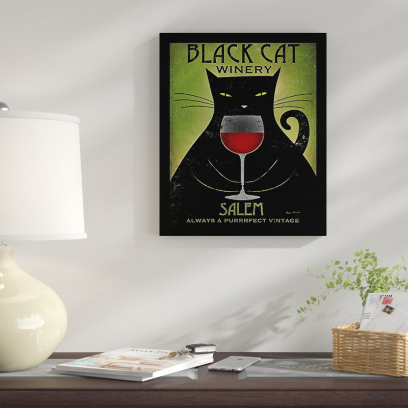 «Black Cat Winery Salem», affiche vintage encadrée, H 20 po x l 16 po, Aucun mat, Toile avec cadre