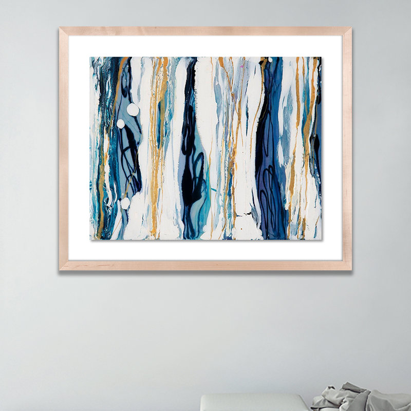 Vertical Stripes Print by Kim Whiteside, 32" H x 40" W x 2.5" D, Natural