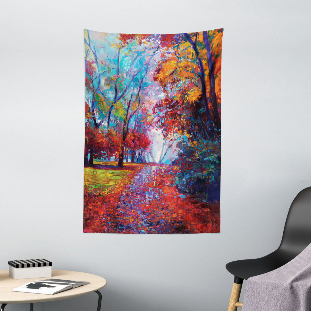 Wandbehang Bunte Malerei von Park im Herbst Blick auf die Erde in Ölgemälde Stil