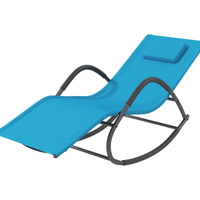 Chaise berçante pour l'extérieur, zéro gravité, eau bleue pour patio, jardin, piscine avec coussin de jardin
