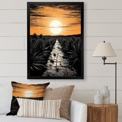 «Madlaina Orange», art mexicain noir, tequila lever de soleil sur toile