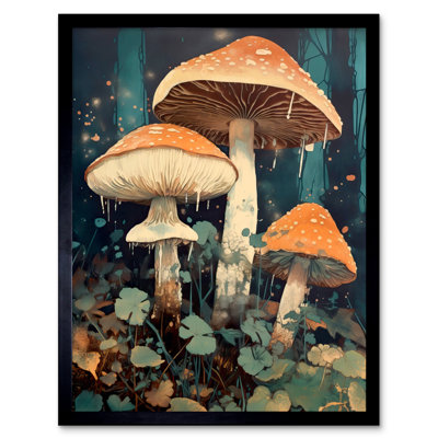 Adamczak Mushroom Fungi Watercolour Magical Forest - Single Picture Frame Print