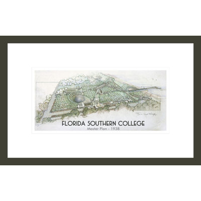 Florida Southern College Master Plan. Lakeland Florida by Frank Lloyd Wright - Framed Giclee Print