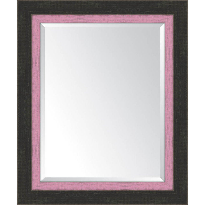 Mazie Wood Wall Mirror, 36" H x 30" W, Pink