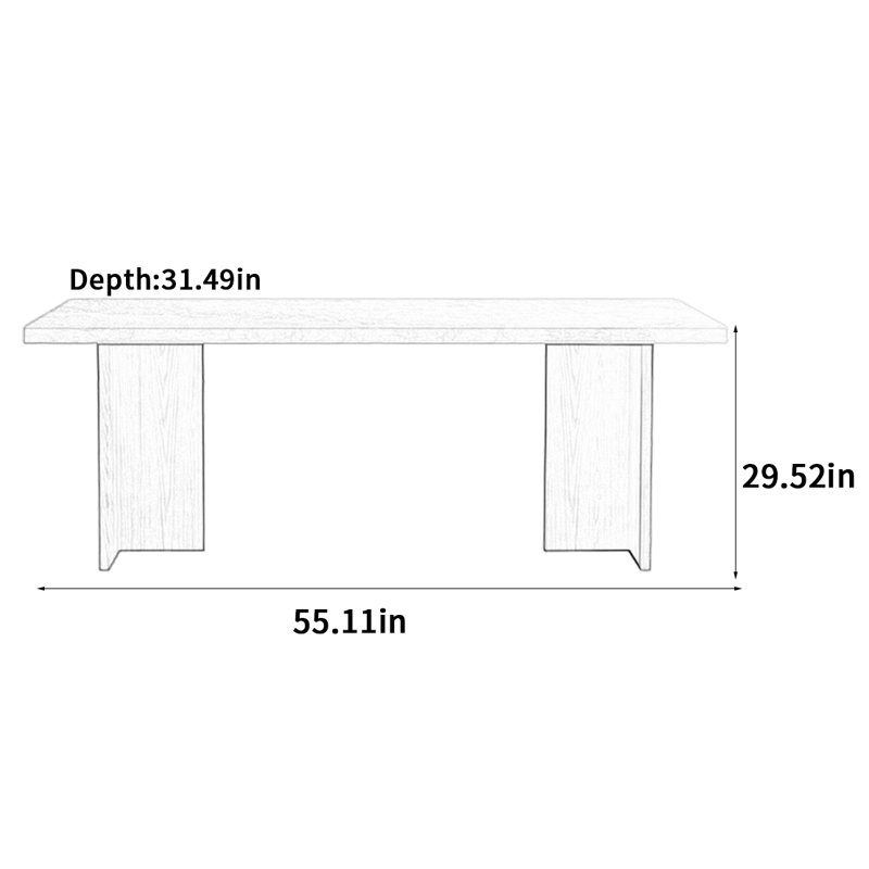 Table de salle à manger moderne et minimaliste, H 29,52 po x L 55,11 po x l 31,49 po
