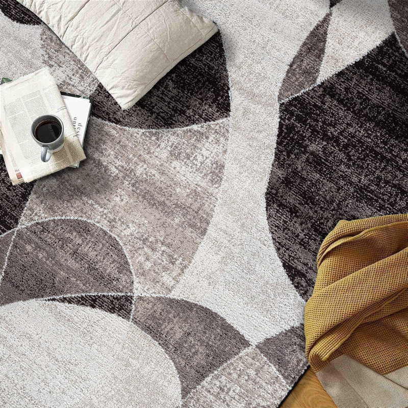 Rambo Contemporary Distressed Circle Area Rug, Runner 2' x 7'