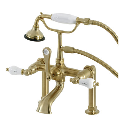 Robinet pour baignoire à pattes à 3 poignées et fixation sur le comptoir à 3 trous et cuivres Kingston
