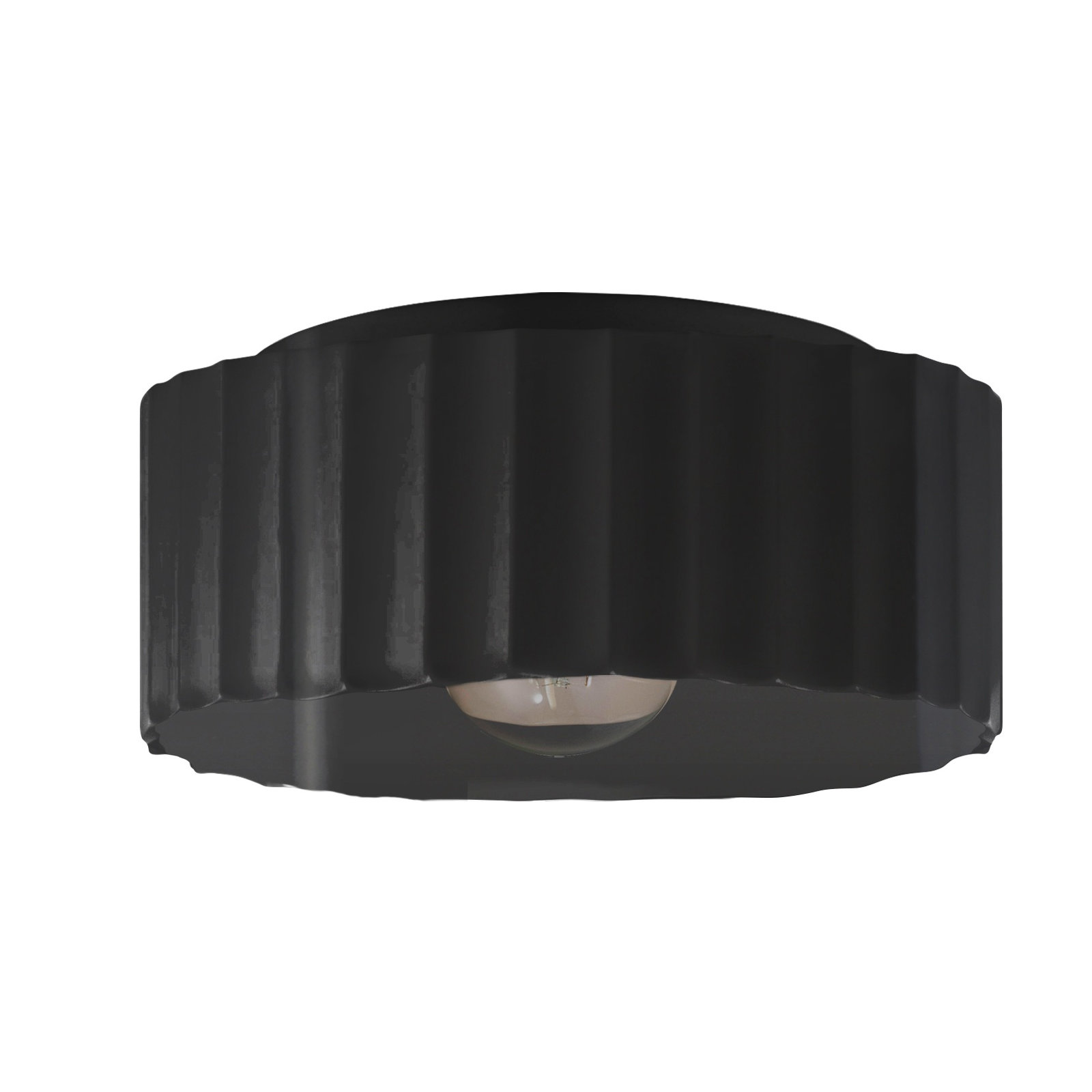 Colgate Single Light Ceramic Flush Mount, Gloss Black, 6.5" H x 13" W x 13" D