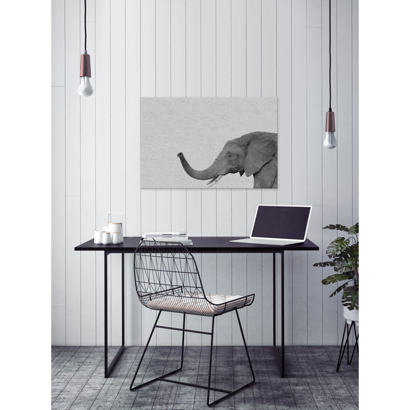 Side Elephant II - Drawing on Canvas, 20cm H x 30cm W