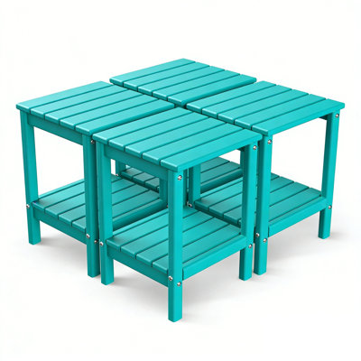  Set Of 4 HDPE 14*13in 2-Tier Outdoor Side Table