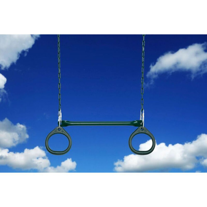 Standard Trapeze Bar with Circle Rings and Chains, Green