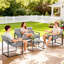 Ensemble de meubles de patio 4 pièces avec table en verre trempé gris clair