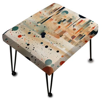 Repose-pieds rectangulaire corail et beige à pois - Rectangle à pois