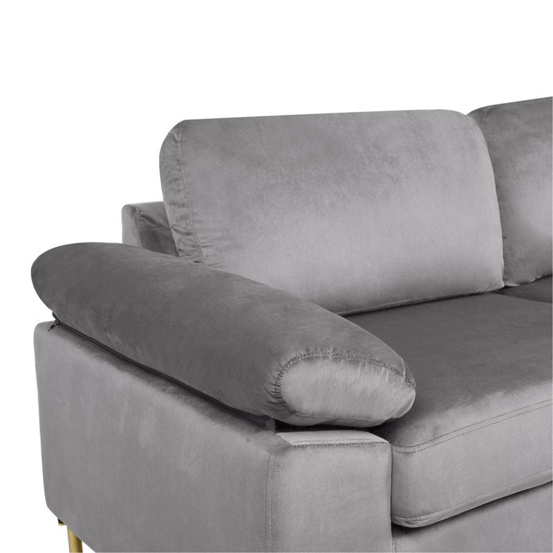 Canapé en velours gris, Velours gris velours, Face à la gauche