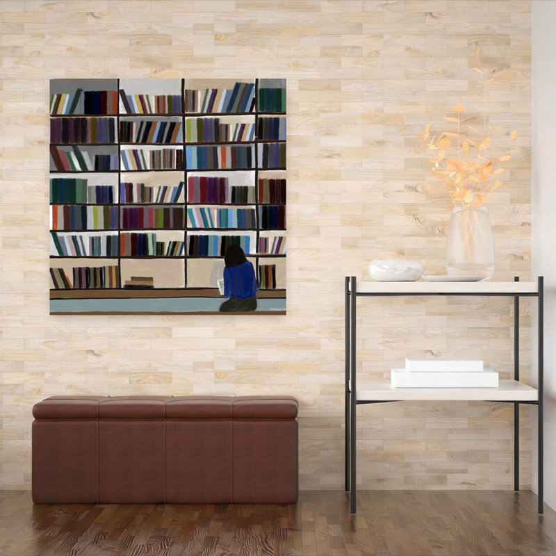 "Quiet Library", art mural moderne et minimaliste, 48" H x 48" W