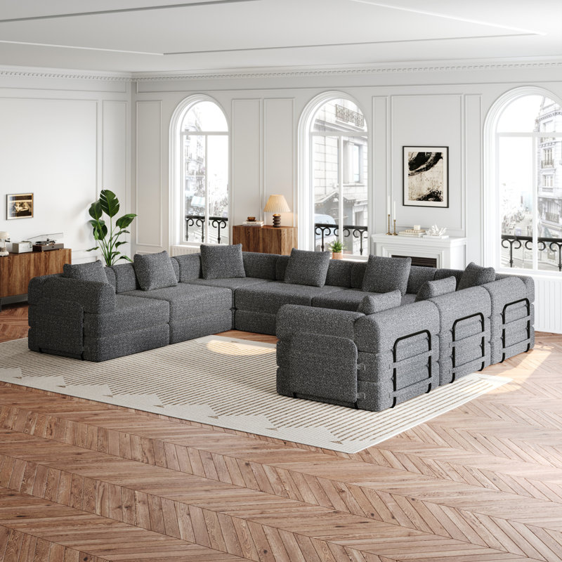 Canapé-lit convertible 8 places, canapé en chenille, équipé de poches de rangement latérales, canapé-lit pliant, adapté pour les salons, les chambres et les bureaux.