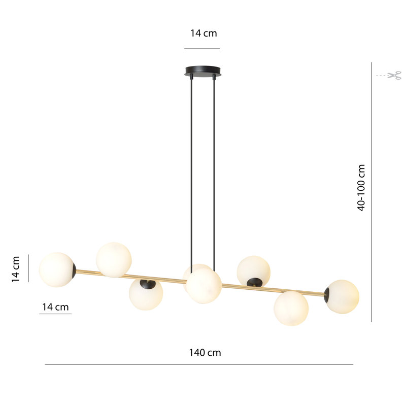 Ambyr 8 - Light Kitchen Island Pendant, Black, White