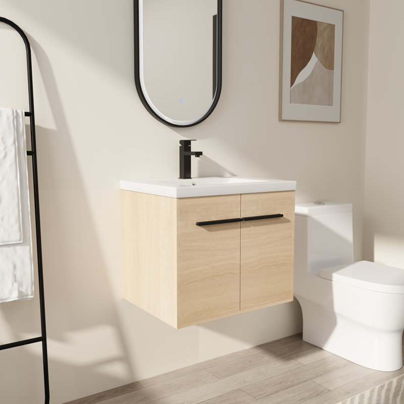 Meuble-lavabo 24 po avec lavabo en résine - Armoire et rangement modernes, 24"
