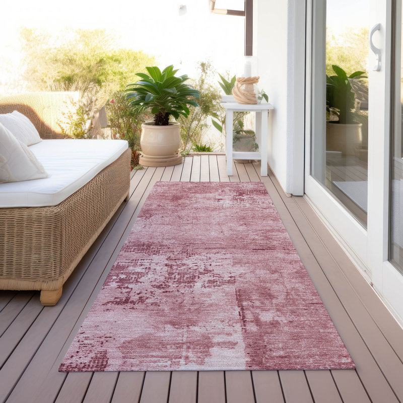 Tapis lavable intérieur / extérieur rose Cassiva , 2'3" x 7'6"