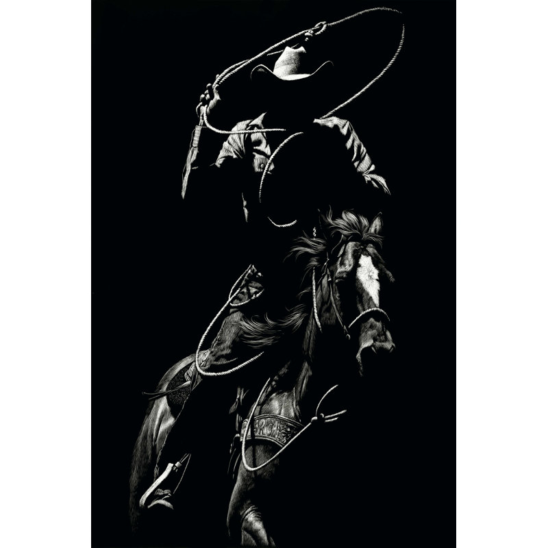 " Scratchboard Rodeo VII ", 36" H x 24" W  