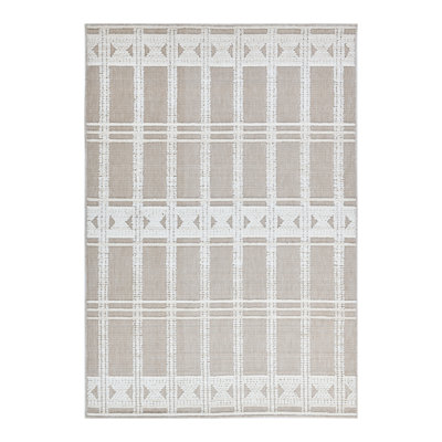 Tapis crème / beige avec un motif bohémien et une texture douce au toucher - Tia 104.