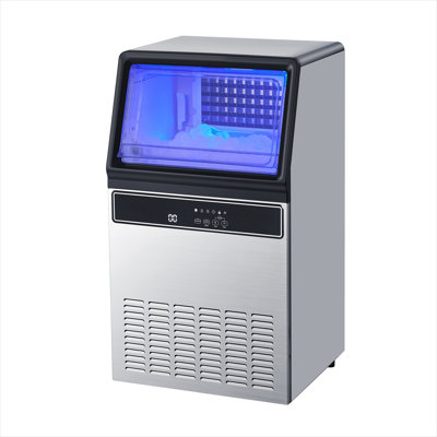 Stainless Steel Built-In Ice Maker with 130 lbs Daily Production, Polished Silver, 33 lbs Storage
