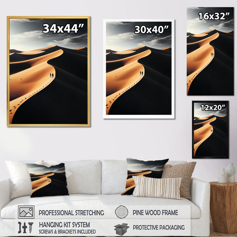 " Egypt Silent Sands Landscape I ", Black Picture Framed, 32" H x 16" W x 1" D