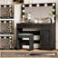 Coiffeuse 43,4 "avec grand miroir, 11 lumières à DEL, luminosité réglable, 3 tiroirs, coiffeuse pour femmes, bureau noir, 3 tabourets pour femmes