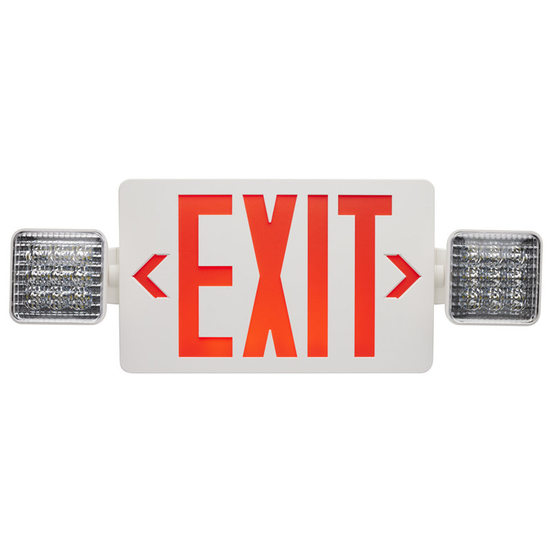 Combination Exit Sign/Emergency Light 90min Ni-Cad backup 120/277V Dual Head Single/Dual Face, Red