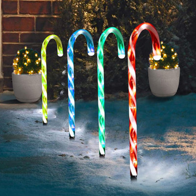 4pcs LED Christmas Candy Outdoor Decoration Cane Path Garden Light Multi Colour