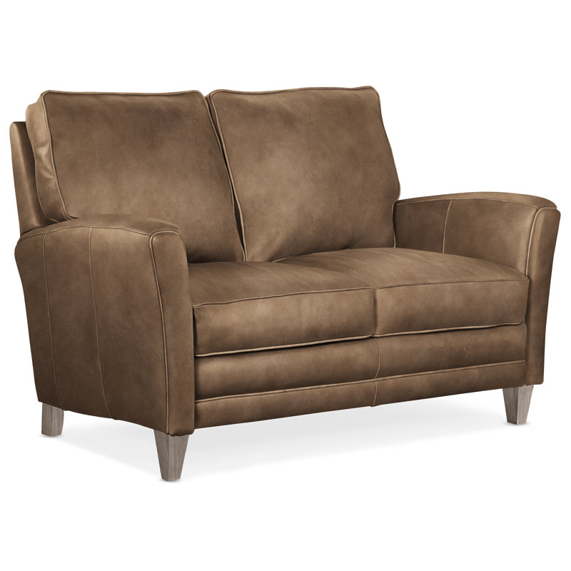 Zion Loveseat, Stone, Aline Light Gray Stonewash Genuine Leather