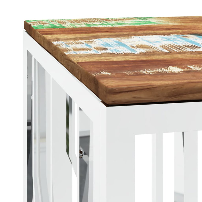 Caran Floor Shelf Coffee Table, Distressed Brown/Silver