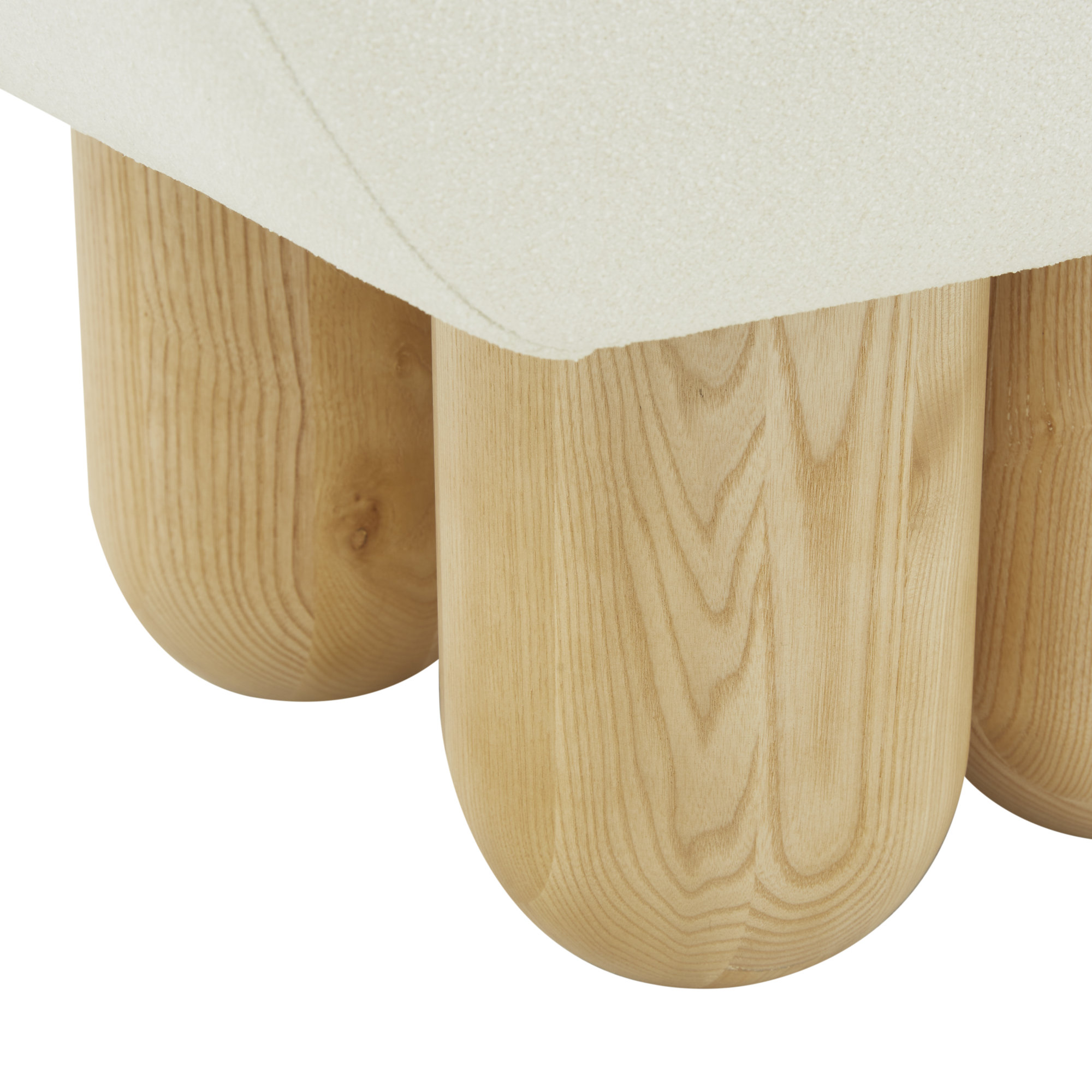 Lydie Upholstered Ottoman, Ivory Fabric