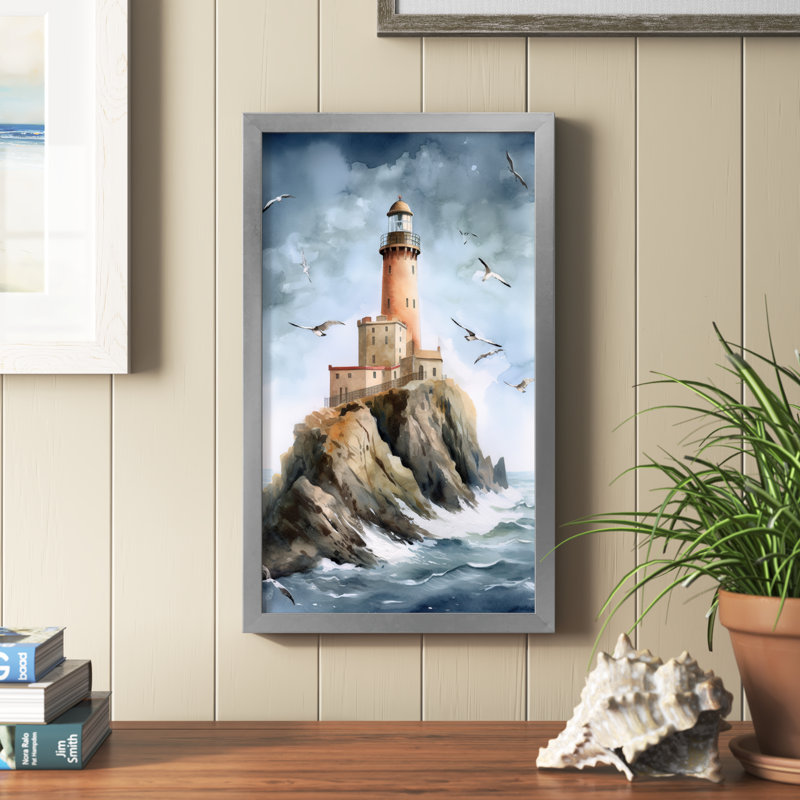 Amedee Ocean Watchtower III - Imprimé, Cadre simple argenté, H 20 po x l 12 po x P 1 po