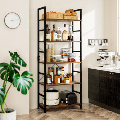 5 Tier Tall Bookcase Shelf Storage Organizer,Vintage
