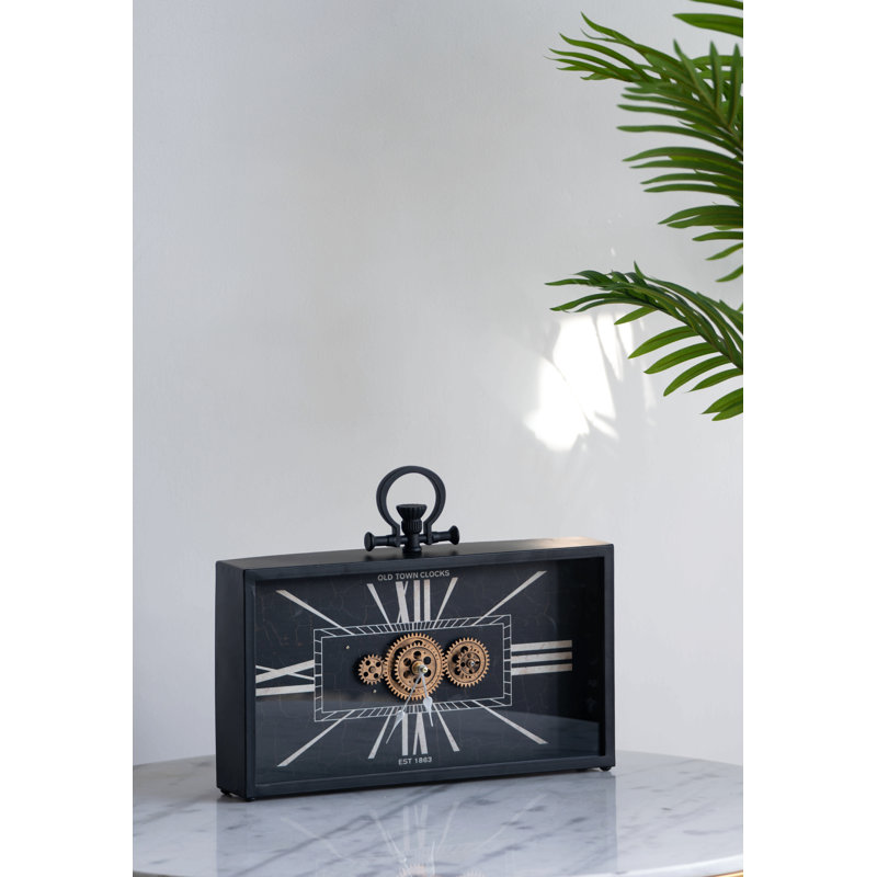 Decorative Black And Gold Gear Table Clock