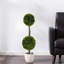 Arbre double artificiel 34 po avec pot, 2 pièces, en plastique et en bois, pré-empoté pour ajouter une touche de style à la maison, facile d'entretien, sans assemblage, 10 po de largeur x profondeur 33,5 po de hauteur, 2 décorations fonctionnelles rapides, basse