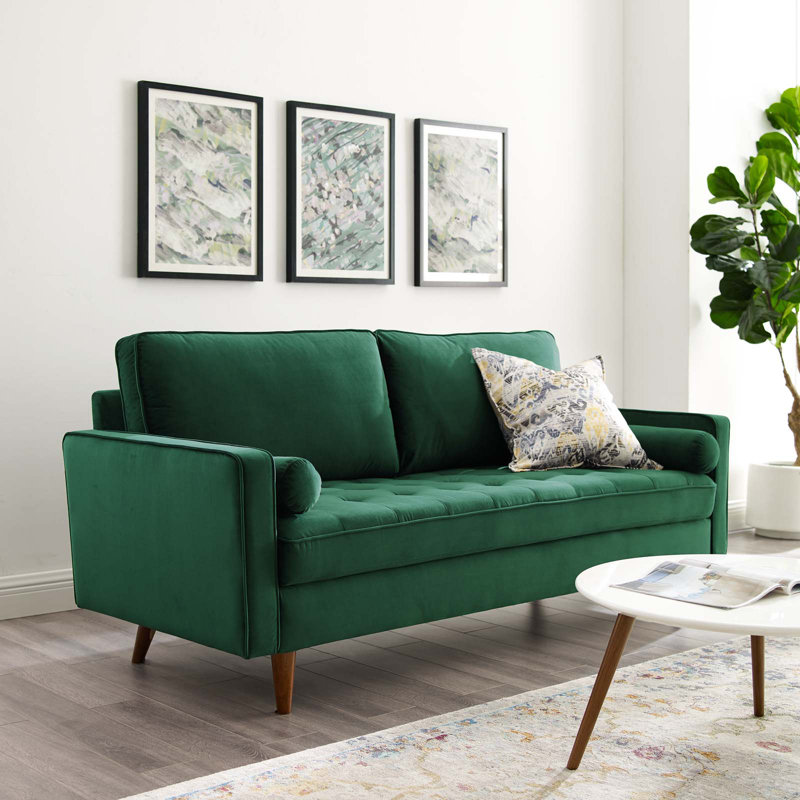 Valour Performance Velvet Sofa by Modway, Green Velvet
