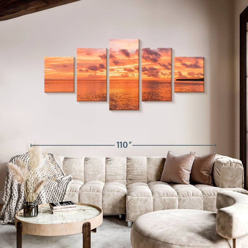 Curacao Sunset Seascape, H 42 po x l 92 po