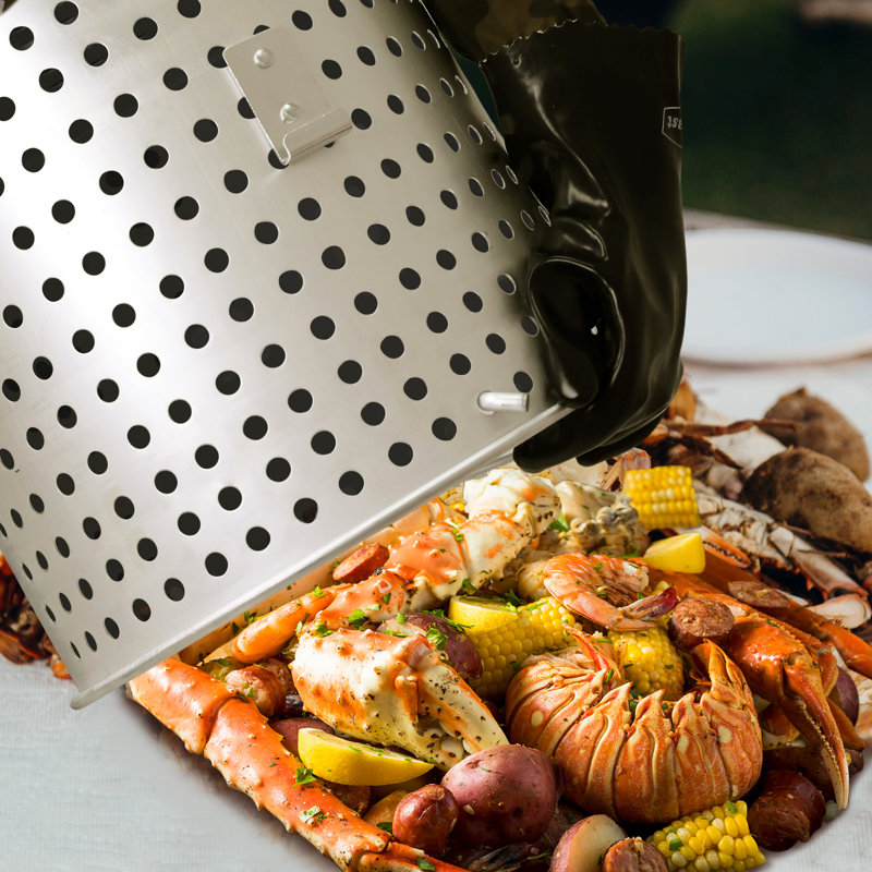 Ensemble d'ébullition créole pour fruits de mer avec crépine, chaudière d'extérieur au propane en aluminium