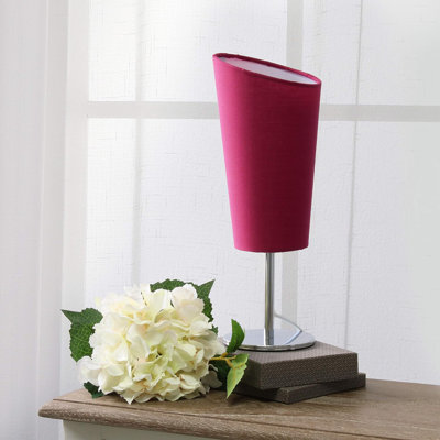  Mini lampe de table chromée avec abat-jour en tissu incliné pour chambres à coucher et tables de chevet